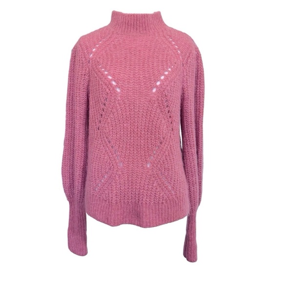 Cuyana Alpaca Wool Blend Balloon-Sleeve Sweater in Passion Fruit Size XSMALL - Picture 2 of 14